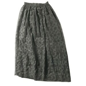 Vintage Sir James Skirt Womens 12 Black Eyelet Lace Floral Maxi A-Line Long